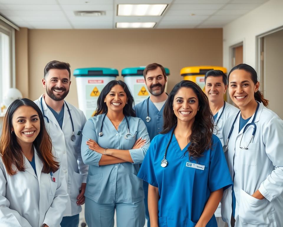 Satisfied medical professionals working with Glycon for biohazard waste disposal