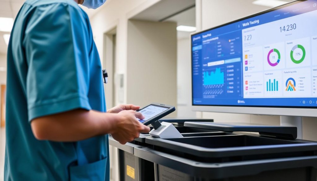 Advanced waste tracking technology being used in a hospital setting